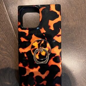 Stylish Black and Orange Phone Case with Ring Holder